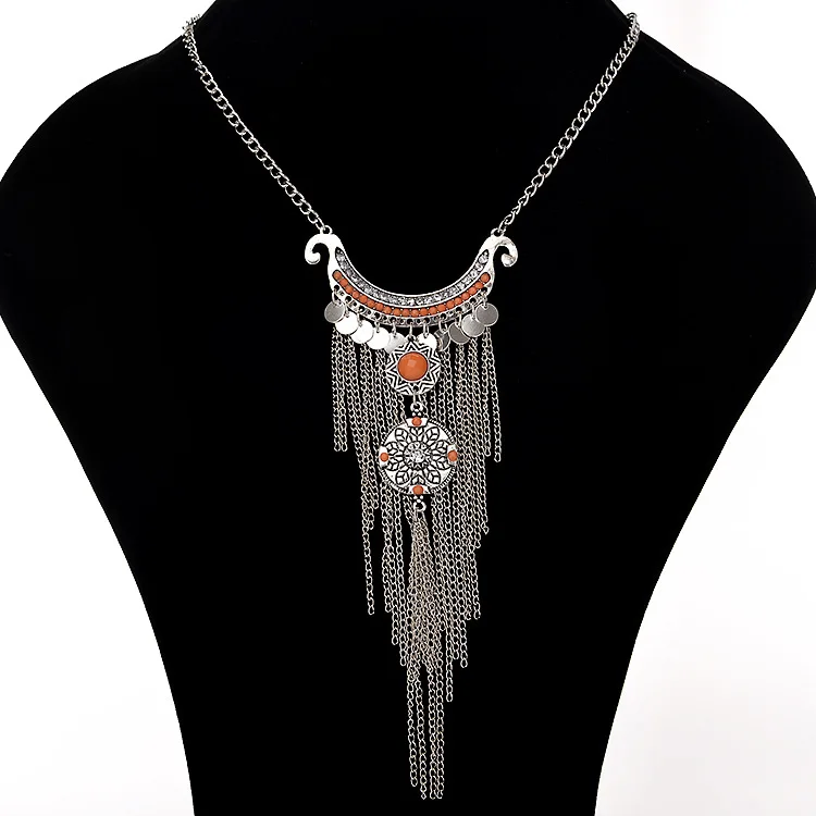 Женское винтажное ожерелье Exknl длинное богемное с длинной кисточкой 2019 |