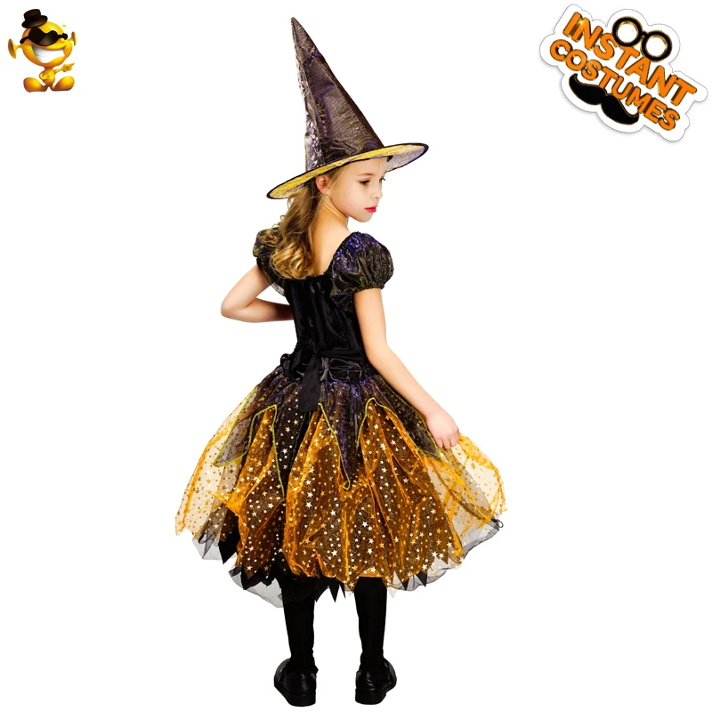 DSPLAY Halloween Kids Witch Costume Girls Fashion Gold Elegant Witch With Hat Fancy Dress Costumes For Christmas Cosplay Party
DSPLAY Halloween Kids Witch Costume Girls Fashion Gold Elegant Witch With Hat Fancy Dress Costumes For Christmas Cosplay Party