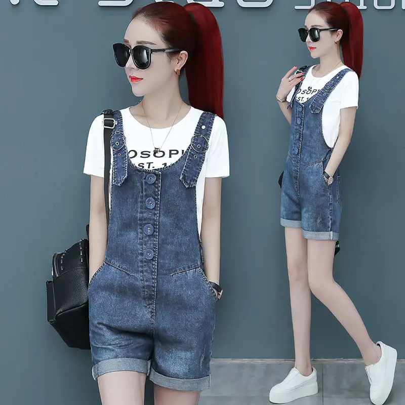 women clothing denim fabric rompers summer overalls playsuits suspenders shorts jeans | Женская одежда