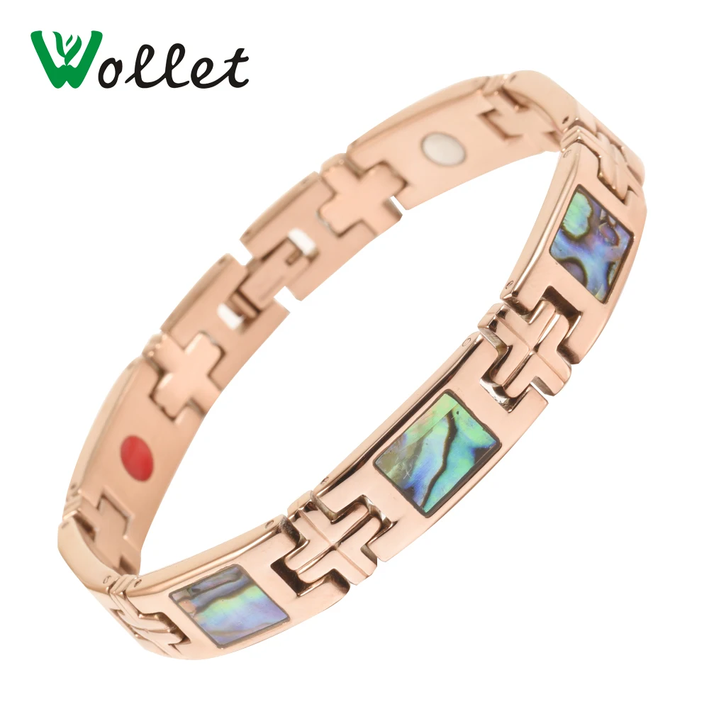 Wollet Jewelry Energy Colorful Shell Magnetic Germanium 5 In 1 Elements Rose Gold Color 316L Stainless Steel Bracelet For Women
Wollet Jewelry Energy Colorful Shell Magnetic Germanium 5 In 1 Elements Rose Gold Color 316L Stainless Steel Bracelet For Women