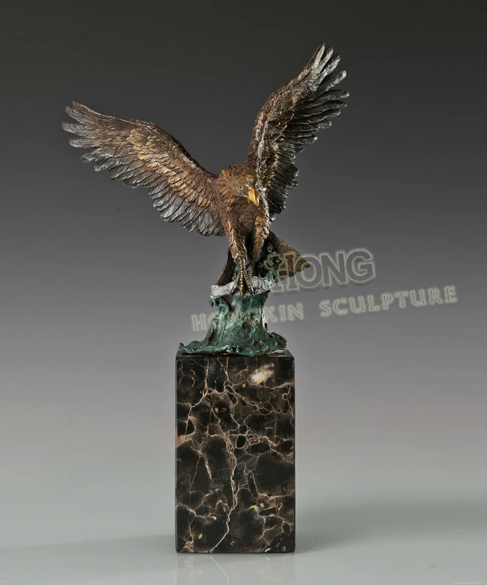 

33CM large HOME office Living Room TOP COOL Business Ornament Auspicious Arabic Eagle hawk RETRO Bronze carving art Sculpture