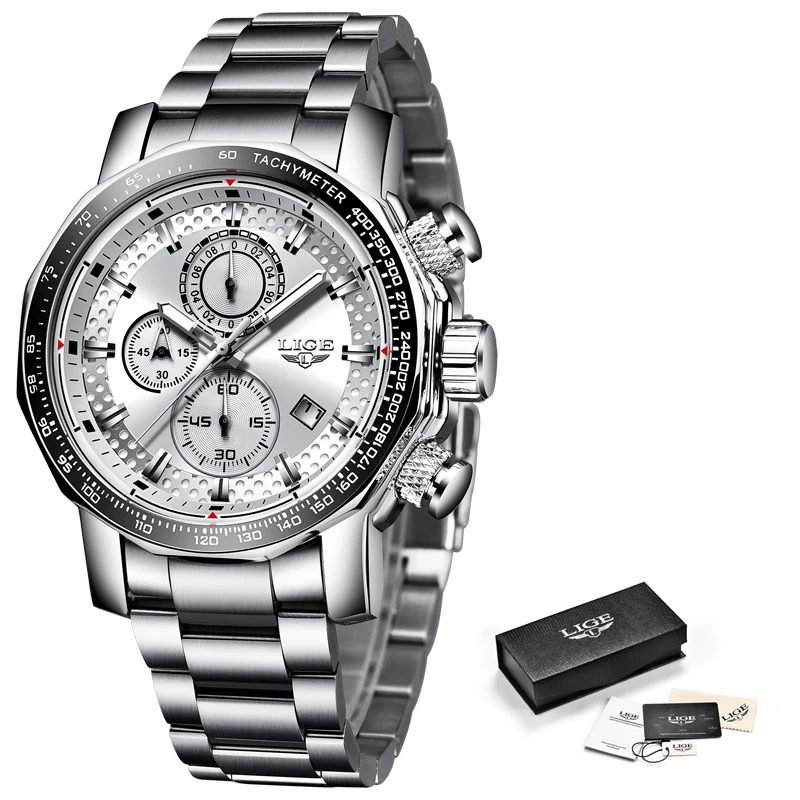 LIGE New Mens Watches Fashion Chronograph Watch Men Stainless Steel Waterproof Sport Watch Quartz Clock Relogio Masculino + Box
LIGE New Mens Watches Fashion Chronograph Watch Men Stainless Steel Waterproof Sport Watch Quartz Clock Relogio Masculino + Box