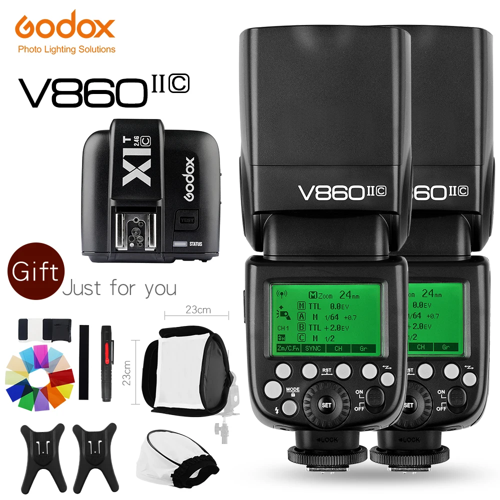 Фонарик с беспроводным триггером для CanonCD50 2xV860II C V860IIC Speedlite GN60 HSS 1/8000sTTL|Аксессуары