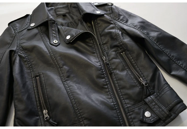 Female leather new high quality fashion brand design PU motorcycle zipper Slim lapel jacket Women | Женская одежда
