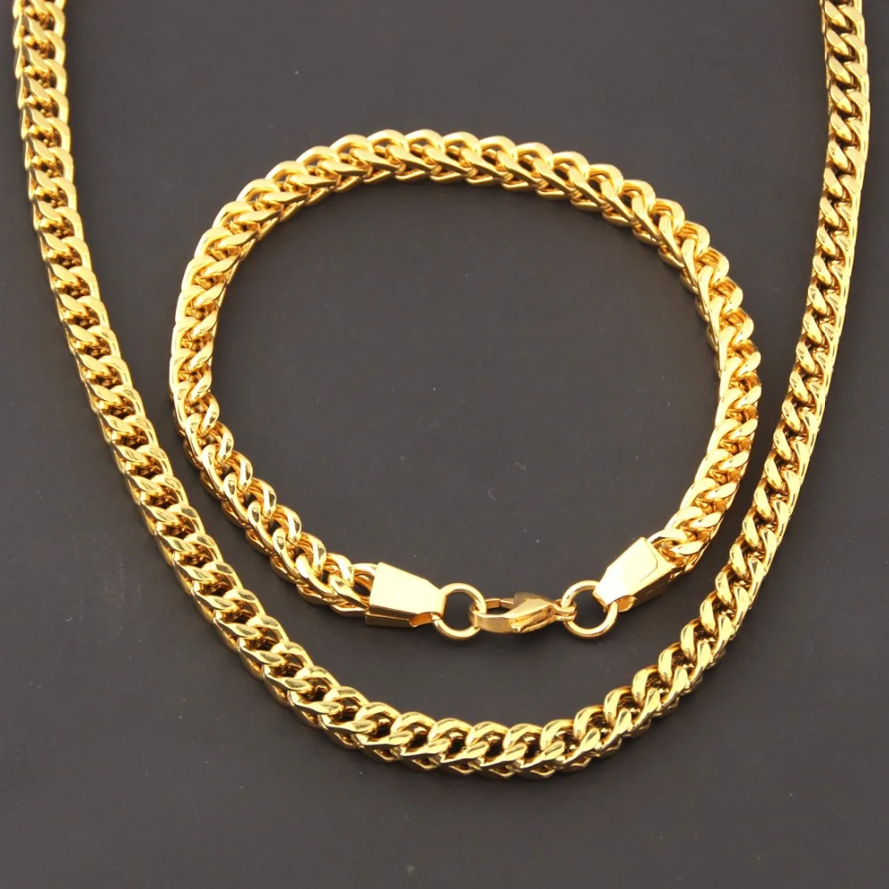 New Fashion 316L Stainless Steel Gold Jewelry Choker Collar Necklace 24"&Bracelet 9.44" Men's Unisex's Jewelry Sets Wholesale
New Fashion 316L Stainless Steel Gold Jewelry Choker Collar Necklace 24"&Bracelet 9.44" Men's Unisex's Jewelry Sets Wholesale