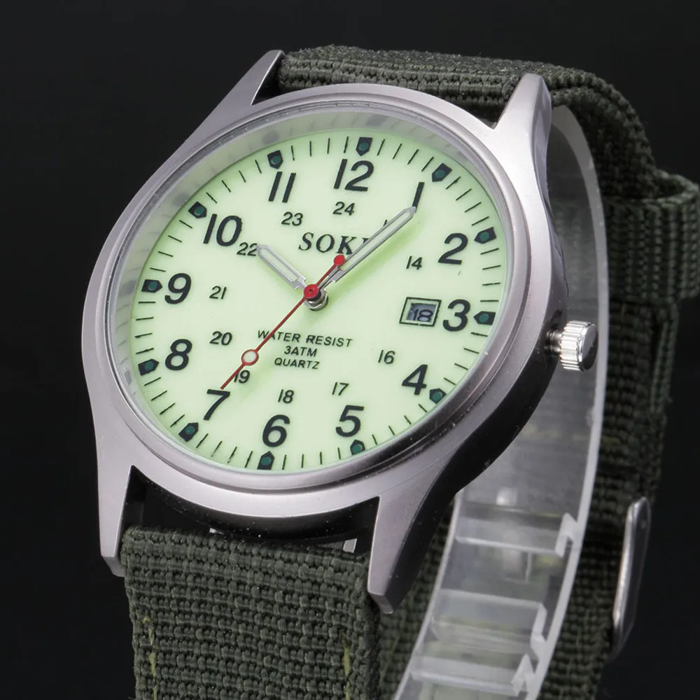 Military Army Men's Date Canvas Band Stainless Steel Sport Quartz Wrist Watch Bracelet Man Lover Gift watches Brand Luxury Q
Military Army Men's Date Canvas Band Stainless Steel Sport Quartz Wrist Watch Bracelet Man Lover Gift watches Brand Luxury Q