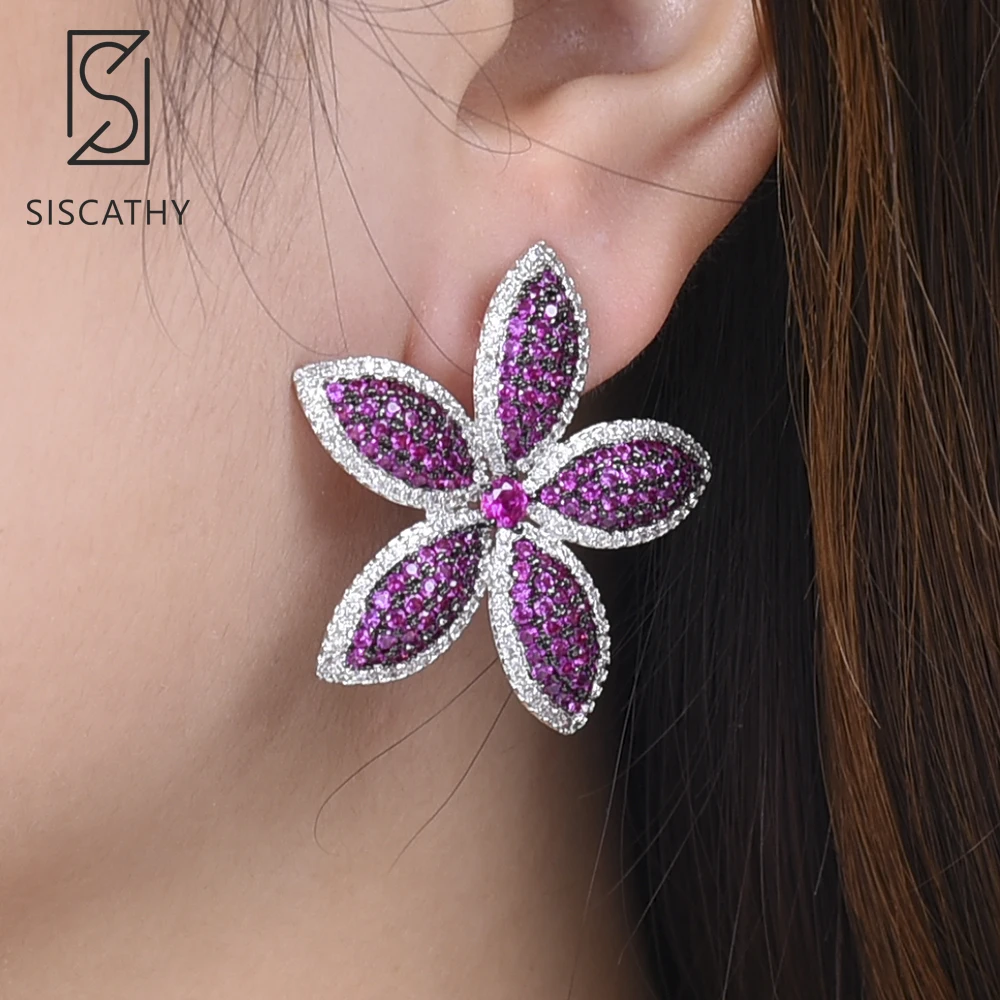 SISCATHY Fashion Jewelry Luxury Full Cubic Zirconia Inlaid Statement Earrings Charms Women Shining Flower Stud Earrings 2019
SISCATHY Fashion Jewelry Luxury Full Cubic Zirconia Inlaid Statement Earrings Charms Women Shining Flower Stud Earrings 2019