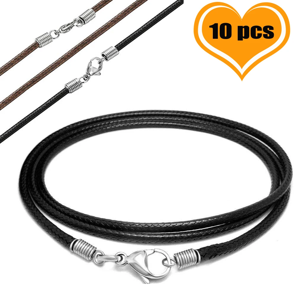 10 Pcs/lot Stainless Steel 2.5 mm Black/Brown Leather Braided Rope cords Necklaces & Pendant Findings Lobster Clasp String Cord
10 Pcs/lot Stainless Steel 2.5 mm Black/Brown Leather Braided Rope cords Necklaces & Pendant Findings Lobster Clasp String Cord