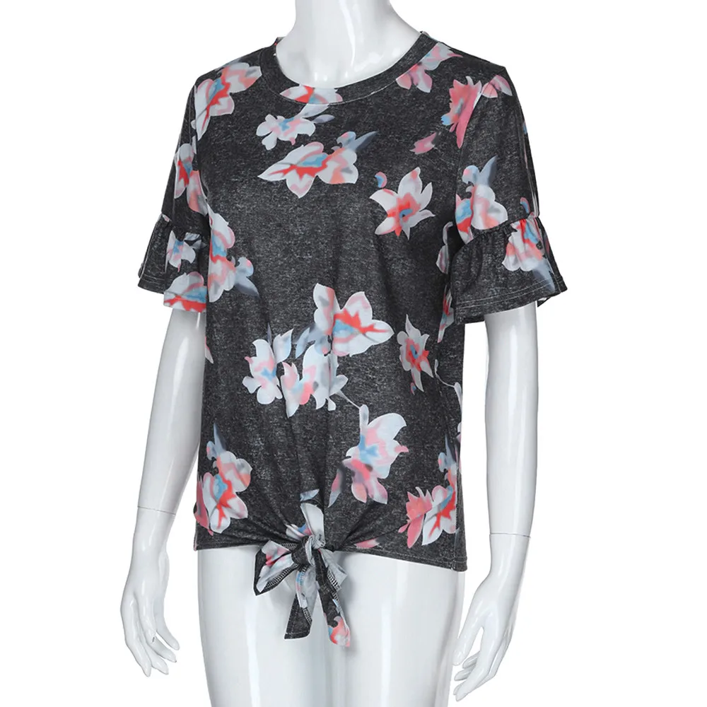 Womens Tops And Blouses Nice Casual Short Sleeve Ruched O-neck Fashion Shirt Flower Printing Loose Blouse Tops Summer
Womens Tops And Blouses Nice Casual Short Sleeve Ruched O-neck Fashion Shirt Flower Printing Loose Blouse Tops Summer