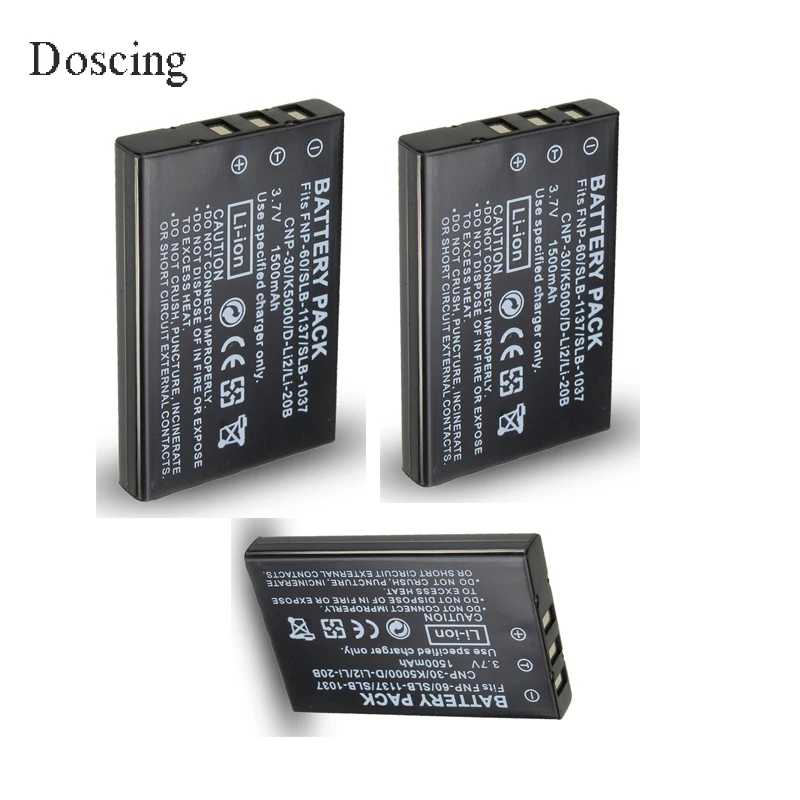 

3pcs/lot 3.7V 1500mAh NP-60 NP 60 NP60 Rechargeable Lithium Battery For FUJIFILM FUJI FinePix M603 F601 F410 F401 50i Zoom