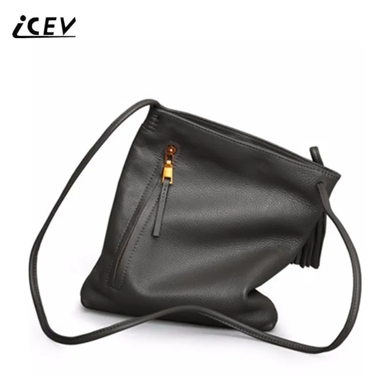 ICEV 2018 Новые простые кожаные сумки с кисточками Корейская женская