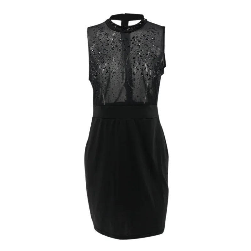 Sleeveless Collar Stretch Bag Hip Mini Dress Solid Color Mesh Stitching Sexy Dress
Sleeveless Collar Stretch Bag Hip Mini Dress Solid Color Mesh Stitching Sexy Dress