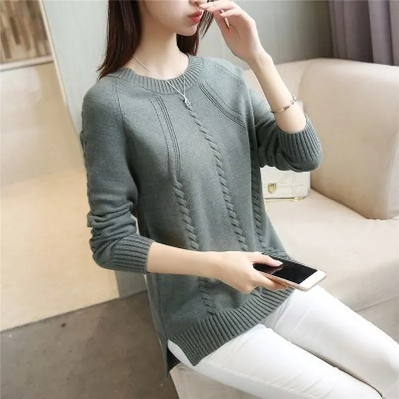 Autumn Winter Women O-neck Sweater Female Casual Loose Long Sleeve Sweater Warm Womens Pullover Slim Knitted Sweaters LJ0881
Autumn Winter Women O-neck Sweater Female Casual Loose Long Sleeve Sweater Warm Womens Pullover Slim Knitted Sweaters LJ0881