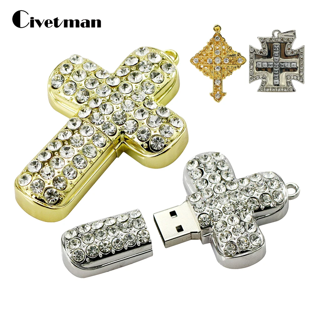 Crystal Metal Necklace Cross USB Flash Drive 8GB 16GB 32GB 64GB Pendrive 128GB Pen Drive 256GB USB 2.0 Flash Memory Stick Gifts
Crystal Metal Necklace Cross USB Flash Drive 8GB 16GB 32GB 64GB Pendrive 128GB Pen Drive 256GB USB 2.0 Flash Memory Stick Gifts