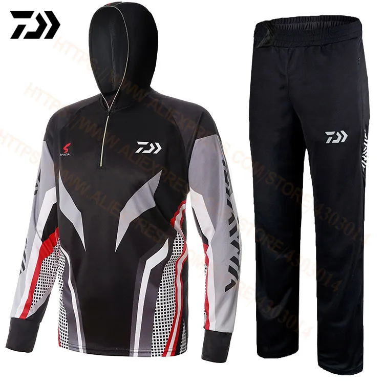 2020 New Daiwa Summer Thin Breathable Fishing Clothes Long Sleeve Fishing Suit Cool Feeling Stand Collar Shirt + Pants 2 Pcs Set
2020 New Daiwa Summer Thin Breathable Fishing Clothes Long Sleeve Fishing Suit Cool Feeling Stand Collar Shirt + Pants 2 Pcs Set
