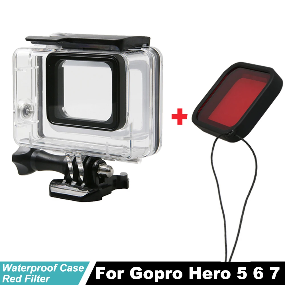 Hero 5 Waterproof Housing Case Diving 45M Protective Red Filter For Gopro Hero5 Hero7 6 5 black Go pro Accessories
Hero 5 Waterproof Housing Case Diving 45M Protective Red Filter For Gopro Hero5 Hero7 6 5 black Go pro Accessories