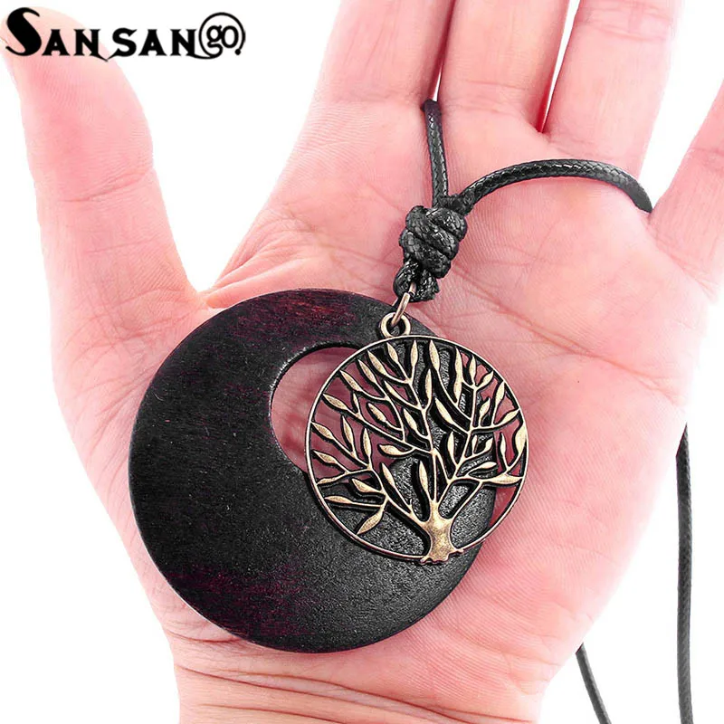 Ethnic Style Natural Wood Round Pendant Necklace Copper Tone Tree Of Life Charms Wax Chain Necklace Jewelry For Woman Man Gift
Ethnic Style Natural Wood Round Pendant Necklace Copper Tone Tree Of Life Charms Wax Chain Necklace Jewelry For Woman Man Gift
