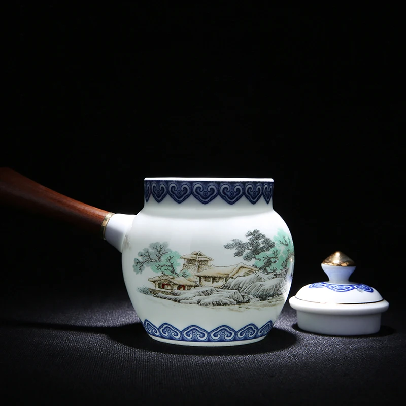 210ML Blue and White Porcelain Landscape Golden Lines Teapot Tea Maker Vintage Ceramic Kung Fu Tea Set Tea Bowl Master Tea Cup
210ML Blue and White Porcelain Landscape Golden Lines Teapot Tea Maker Vintage Ceramic Kung Fu Tea Set Tea Bowl Master Tea Cup