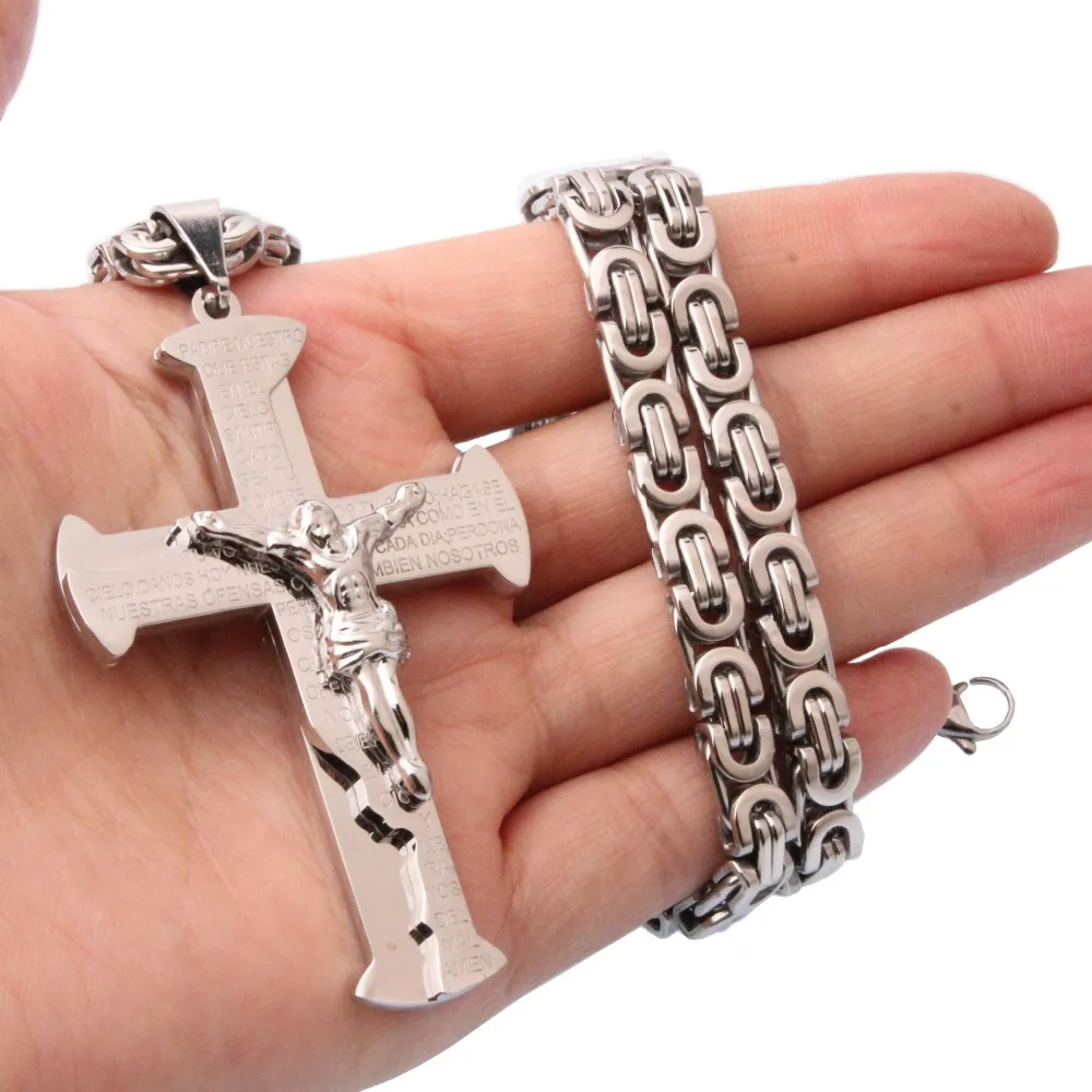 Christian Hip Hop Stainless Steel Silver Color Jesus Cross Crucifix Biker Jewelry Men's Pendant Necklace Byzantine Chain 22"*6mm
Christian Hip Hop Stainless Steel Silver Color Jesus Cross Crucifix Biker Jewelry Men's Pendant Necklace Byzantine Chain 22"*6mm