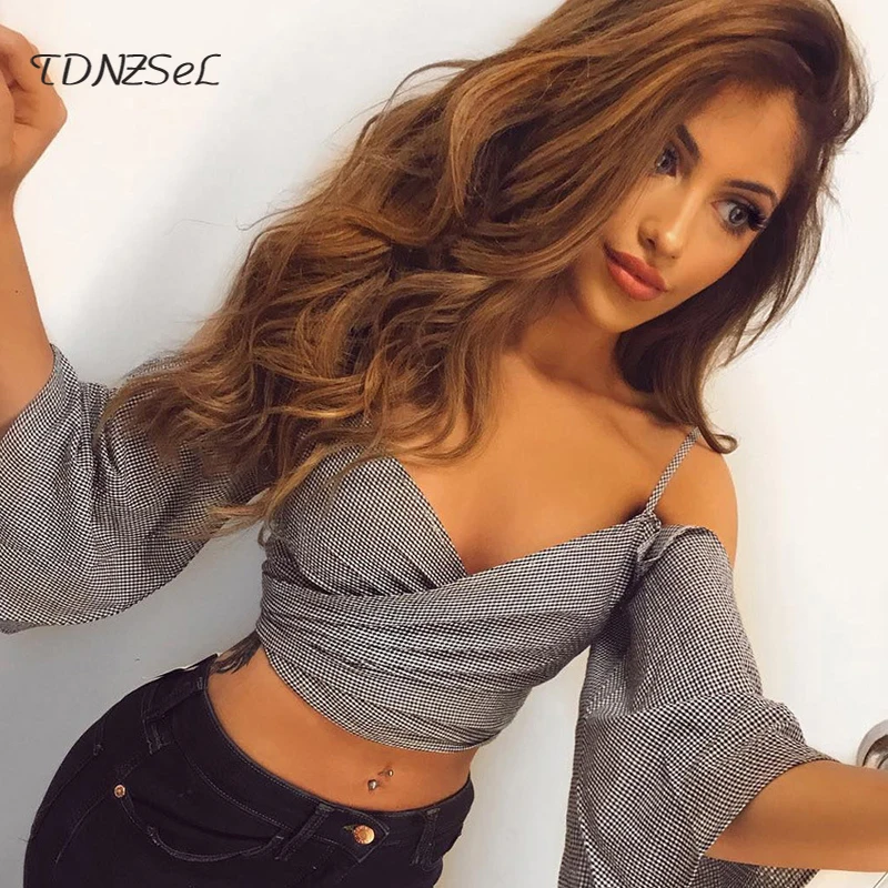 Sexy Women Strapless Camis Crop Top Bandage Deep V Flare Sleeve Gray Hollow Out Short Plaid Tank Tops Night Club Casual Slim Bow
Sexy Women Strapless Camis Crop Top Bandage Deep V Flare Sleeve Gray Hollow Out Short Plaid Tank Tops Night Club Casual Slim Bow