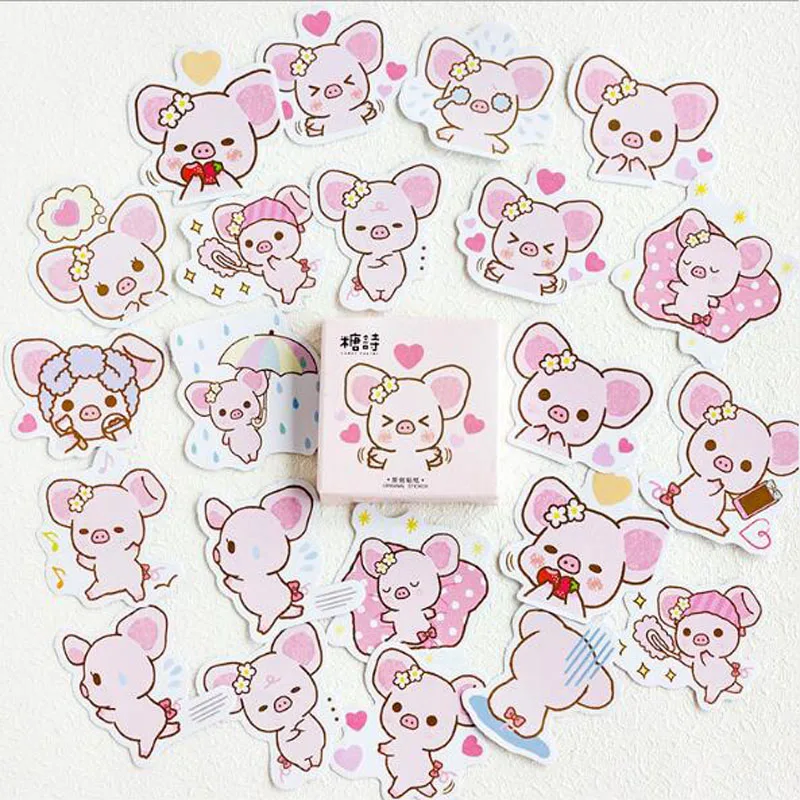 45 шт./кор. Kawaii порошок в виде розовой свинки украшение бумажная наклейка для