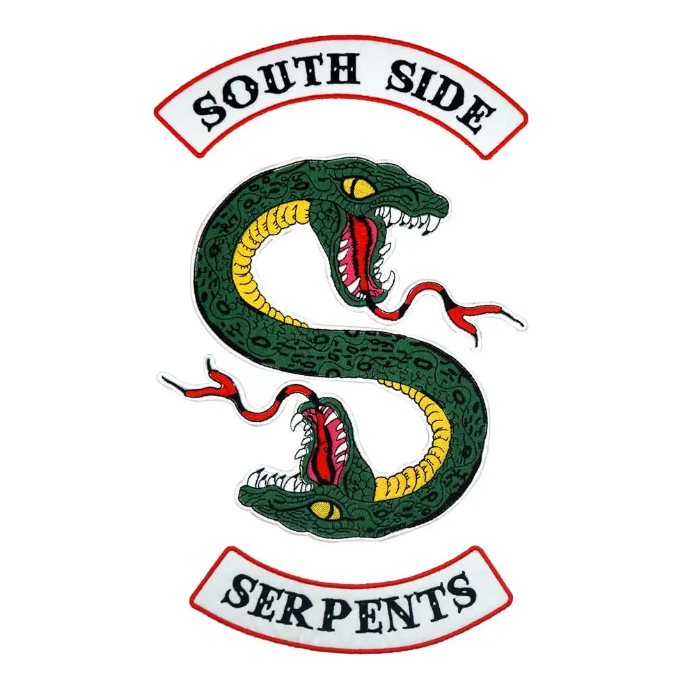 "SOUTH SIDE SERPENTS" кожу змеи; Вышитая аппликация, этикетка для шитья в стиле «панк» для байкеров
"SOUTH SIDE SERPENTS" кожу змеи; Вышитая аппликация, этикетка для шитья в стиле «панк» для байкеров