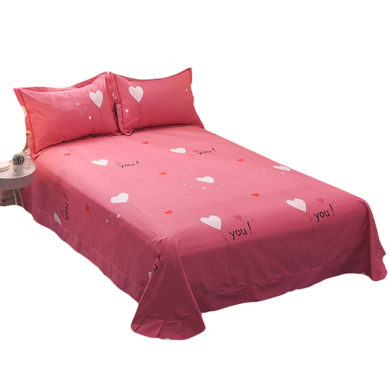 Новые хлопковые красные плоские простыни с принтом Love King Size наволочками 270x245 см 4