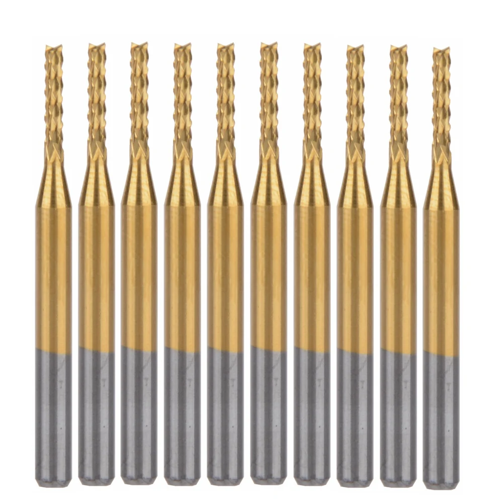 10pcs Titanium Coat Carbide 3.175X1.6X8.5mm PCB Carbide Tools, CNC Cutting Bits, Millinging Cutters
10pcs Titanium Coat Carbide 3.175X1.6X8.5mm PCB Carbide Tools, CNC Cutting Bits, Millinging Cutters