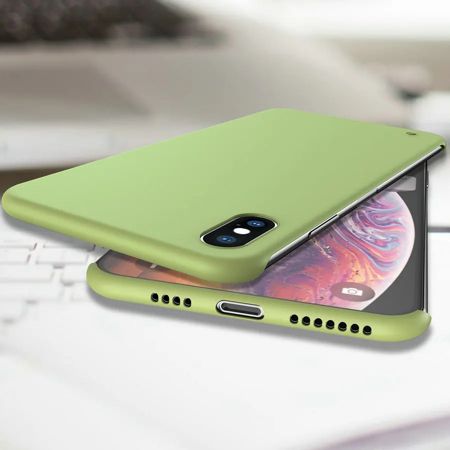 Безрамный чехол для iPhone XS Max 6 6s 7 8 Plus X XR роскошный яркий чистый цвет матовый