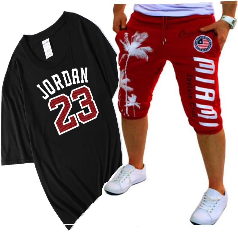 Фото Новый летний спортивный костюм для мужчин 23 jordan футболка с короткими рукавами +