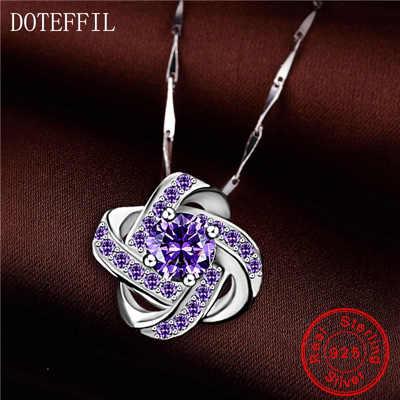 Purple CZ Lucky Geometry Flower Pendant Necklace for Women 925 Sterling Silver 18 inches Chains Necklace Female Jewelry
Purple CZ Lucky Geometry Flower Pendant Necklace for Women 925 Sterling Silver 18 inches Chains Necklace Female Jewelry
