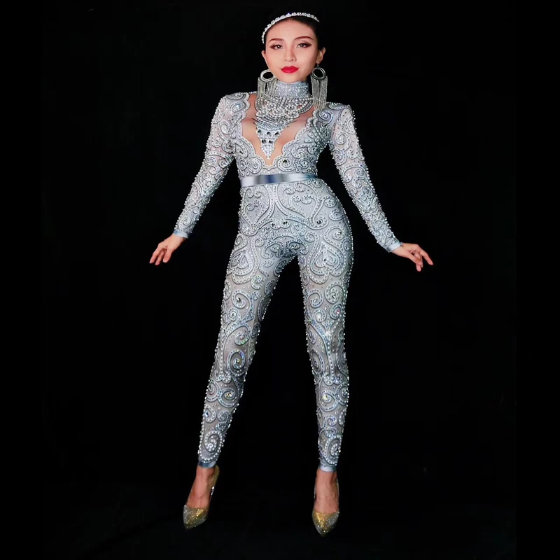 Women New Fashion Gray Silver Rhinestones Sexy Jumpsuit Stretch Sexy Bodysuit Stage Performance Party Celebrate Nightlcub outfit
Women New Fashion Gray Silver Rhinestones Sexy Jumpsuit Stretch Sexy Bodysuit Stage Performance Party Celebrate Nightlcub outfit