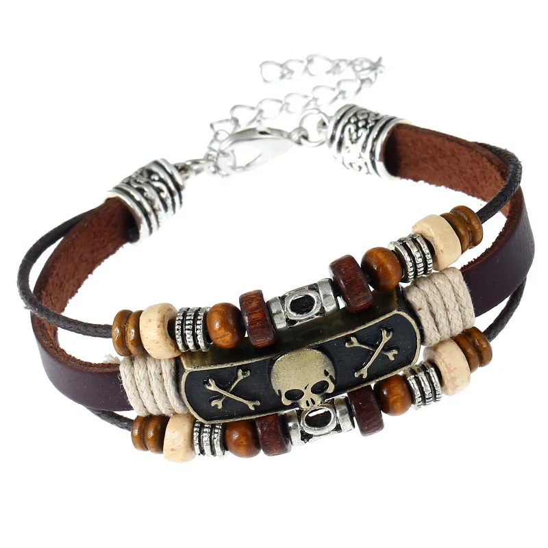 New Casual Vintage Brown Genuine Leather Bronze Skull Fish Charm Men Wood Beads Bracelets For Women Homme Femme Jewelry
New Casual Vintage Brown Genuine Leather Bronze Skull Fish Charm Men Wood Beads Bracelets For Women Homme Femme Jewelry