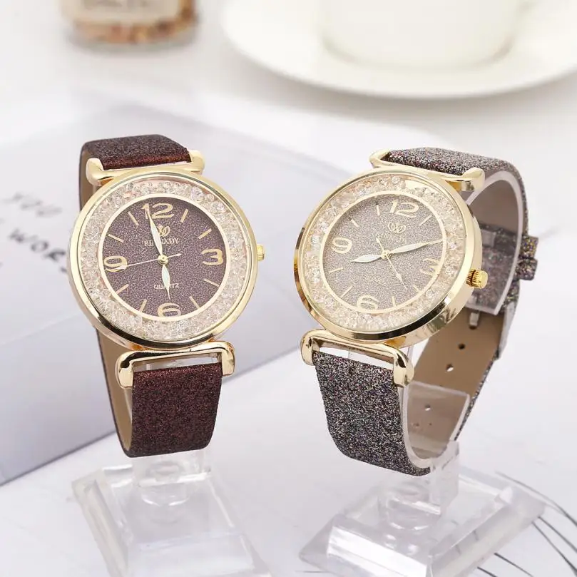 Fashion Women Crystal Stainless Steel Quartz Movement Watch PU Leather Strap Analog Watch Round Reinforced Glass Watch #W
Fashion Women Crystal Stainless Steel Quartz Movement Watch PU Leather Strap Analog Watch Round Reinforced Glass Watch #W