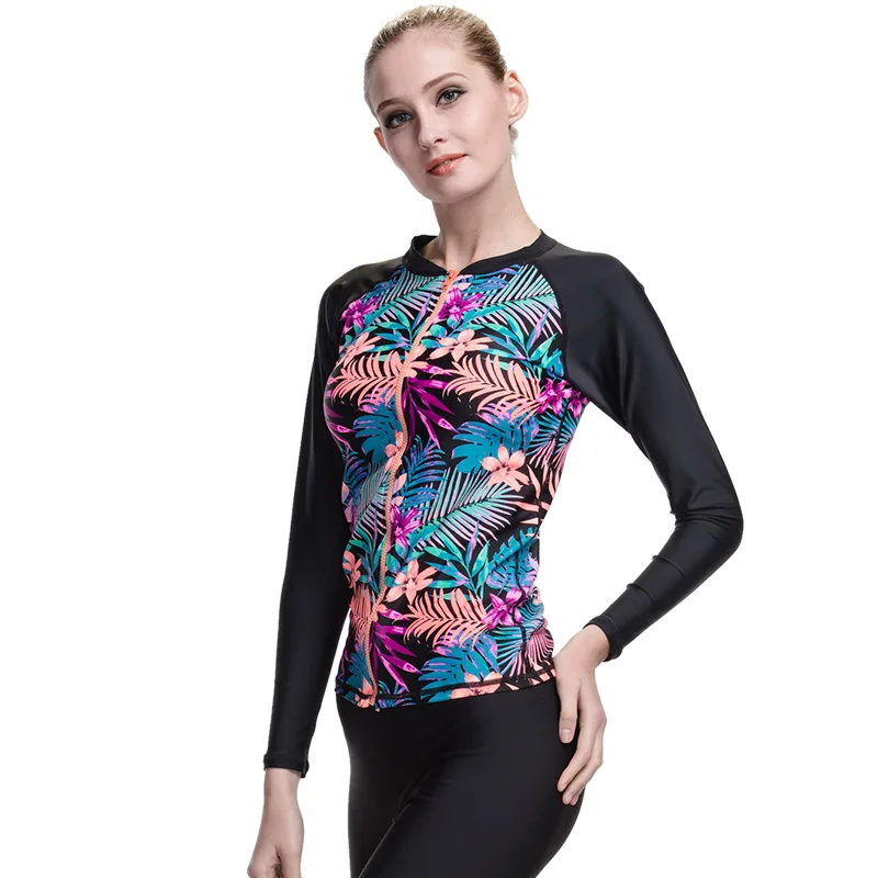 Lycra Skin UPF 50+ Sun Protection 2017 Rash Guard for Rashguard Floral Long Sleeve Printed Zip-up Shirt for Women
Lycra Skin UPF 50+ Sun Protection 2017 Rash Guard for Rashguard Floral Long Sleeve Printed Zip-up Shirt for Women
