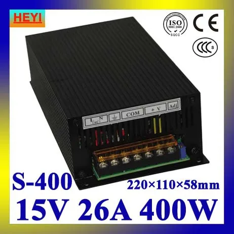 LED power supply 15V 26A 100~120V/200~240V AC input single output switching power supply 400W 15V transformer
LED power supply 15V 26A 100~120V/200~240V AC input single output switching power supply 400W 15V transformer