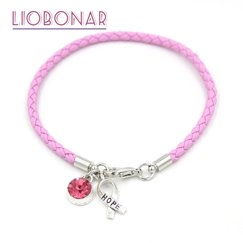 1PC Breast Cancer Awareness Bracelet Jewelry Pink Leather Hope Ribbon Charm Bracelets for Cancer Center Foundation Gift
1PC Breast Cancer Awareness Bracelet Jewelry Pink Leather Hope Ribbon Charm Bracelets for Cancer Center Foundation Gift