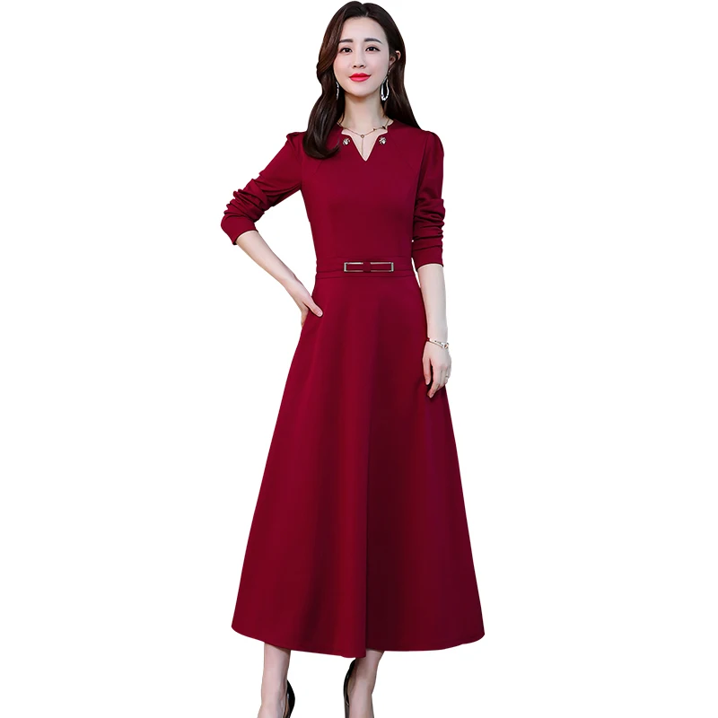 Casual Party Maxi Long Dress Women Long Dresses Plus Size 2019 Spring Autumn New Long Sleeve V-neck Solid Dress Femme Vestidos
Casual Party Maxi Long Dress Women Long Dresses Plus Size 2019 Spring Autumn New Long Sleeve V-neck Solid Dress Femme Vestidos