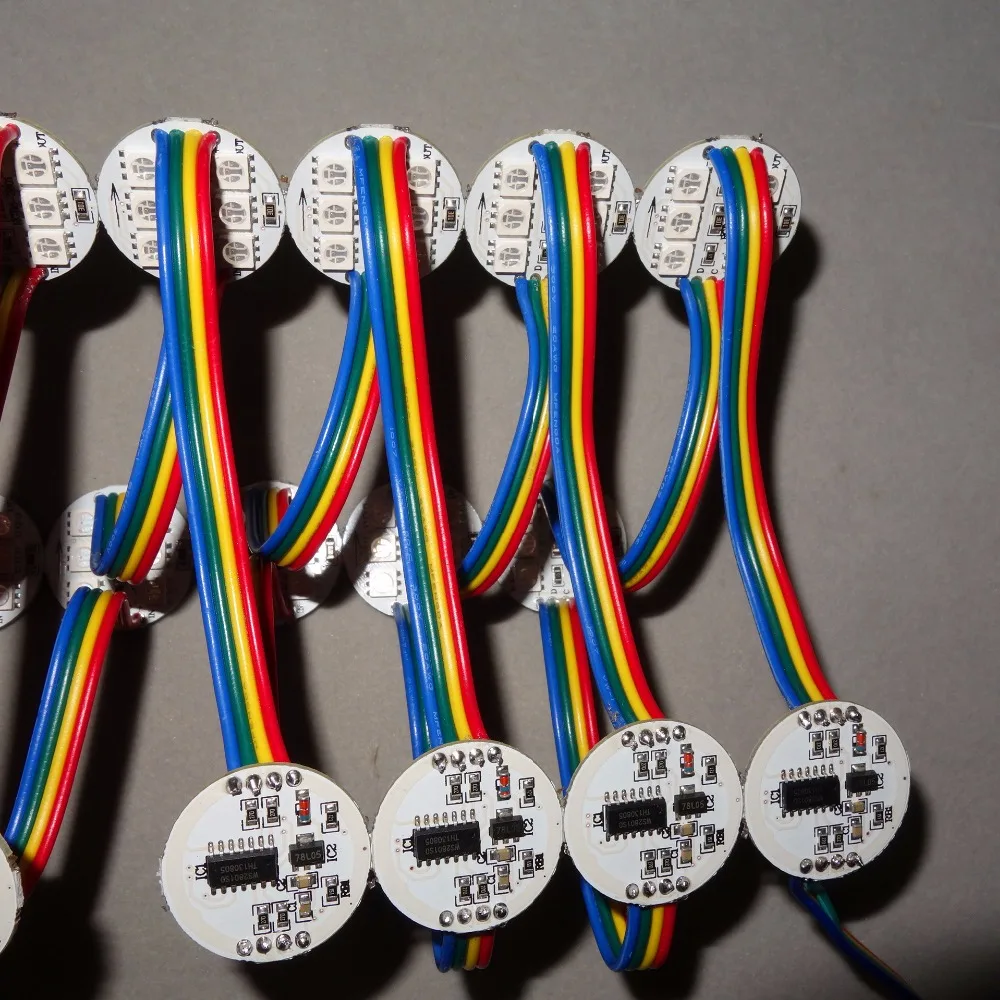 Светодиодный пиксельный модуль WS2801IC диаметром 30 мм; DC12V, не водонепроницаемый; 1,44 Вт; 6 шт 5050 SMD RGB;20 шт строка
Светодиодный пиксельный модуль WS2801IC диаметром 30 мм; DC12V, не водонепроницаемый; 1,44 Вт; 6 шт 5050 SMD RGB;20 шт строка