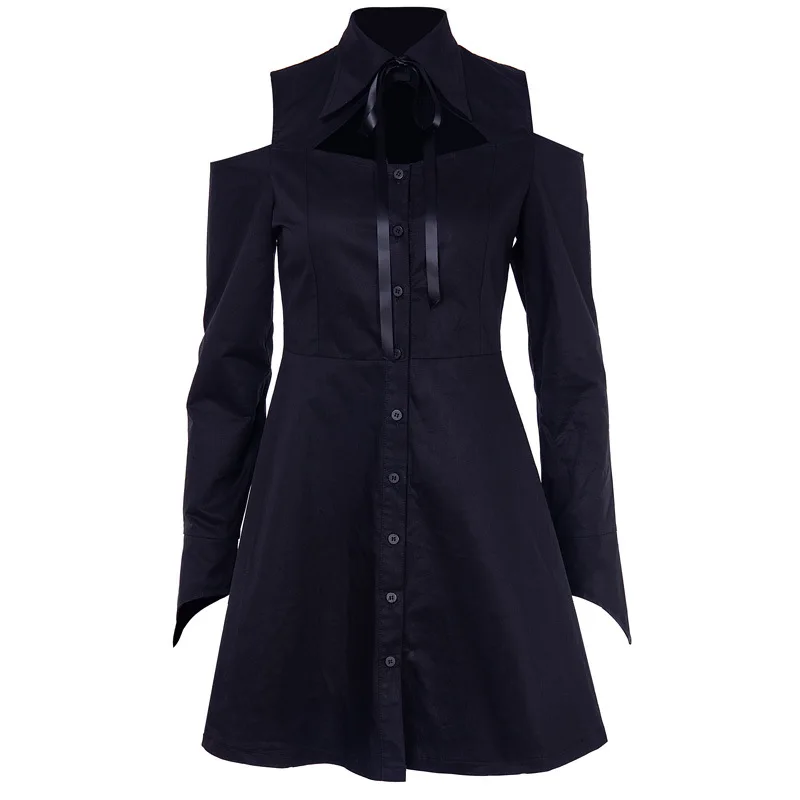 Japanese Harajuku Black Gothic Dress Vintage Women Turn Down Collar Off Shoulder Back Bandage Dress Girls Cosplay Party Dresses
Japanese Harajuku Black Gothic Dress Vintage Women Turn Down Collar Off Shoulder Back Bandage Dress Girls Cosplay Party Dresses