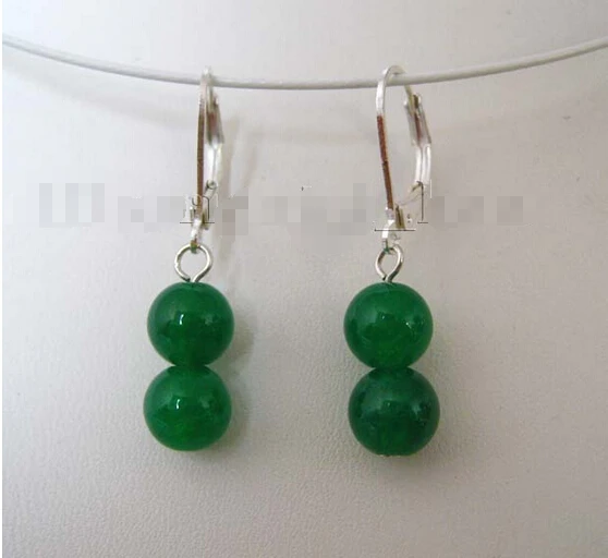 DYY + 8 мм зеленый китайский нефрит ling Earrings18K GP стиль прекрасный jewe благородный