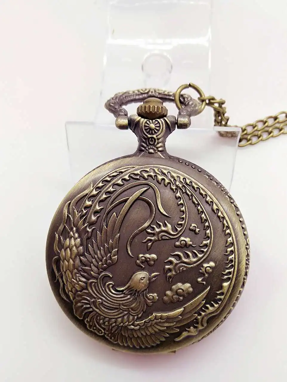 Retro Chinese Style Phoenix Pocket Watch With Necklace Chain Bronze Free Shipping P3856 | Наручные часы