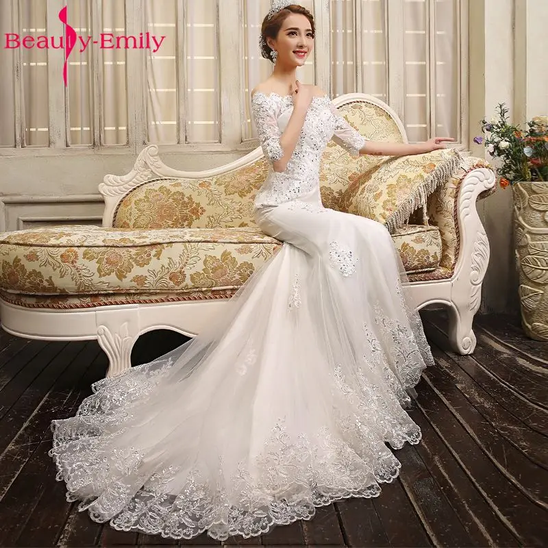 Beauty-Emily Vestido De Novia Bride Luxury Lace Mermaid Wedding Dresses 2019 White Boat Collar Half Sleeve Lace Up
Beauty-Emily Vestido De Novia Bride Luxury Lace Mermaid Wedding Dresses 2019 White Boat Collar Half Sleeve Lace Up