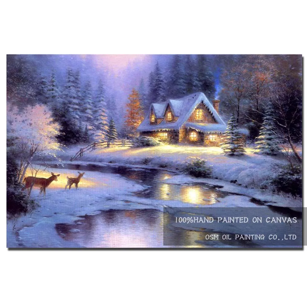 Free Shipping Artist Pure Hand-painted Beautiful Winter Scenery Oil Painting on Canvas Quiet Christmas Night Oil Painting
Free Shipping Artist Pure Hand-painted Beautiful Winter Scenery Oil Painting on Canvas Quiet Christmas Night Oil Painting