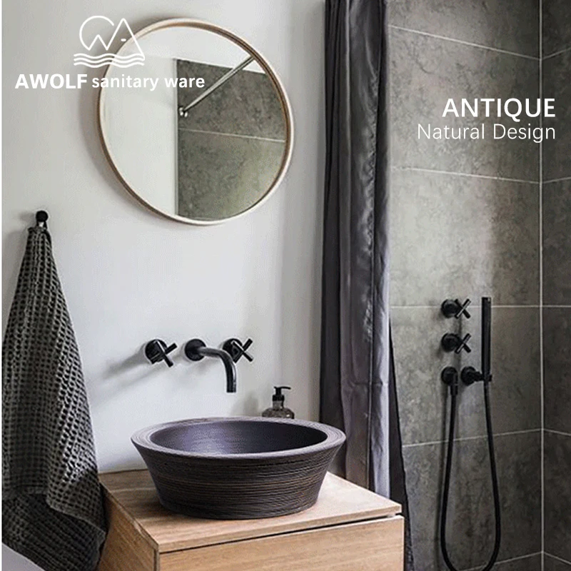 Ceramic Vessel Art Bathroom Sinks Restoring ancient ways Washing Basin Bowl 420*420*140mm Imitation stone Lavatary Antique AM862
Ceramic Vessel Art Bathroom Sinks Restoring ancient ways Washing Basin Bowl 420*420*140mm Imitation stone Lavatary Antique AM862