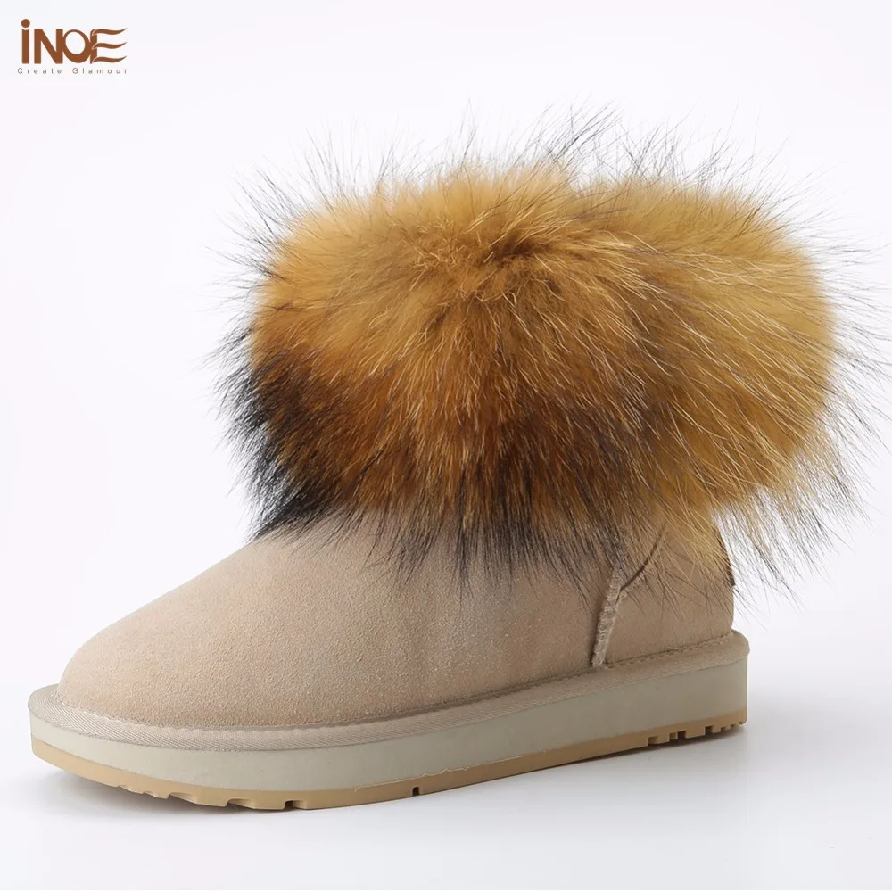 INOE Girls Fox fur Short Ankle Winter Suede Shearling snow boots for women genuine sheepskin leather Wool fur lined winter shoes
INOE Girls Fox fur Short Ankle Winter Suede Shearling snow boots for women genuine sheepskin leather Wool fur lined winter shoes