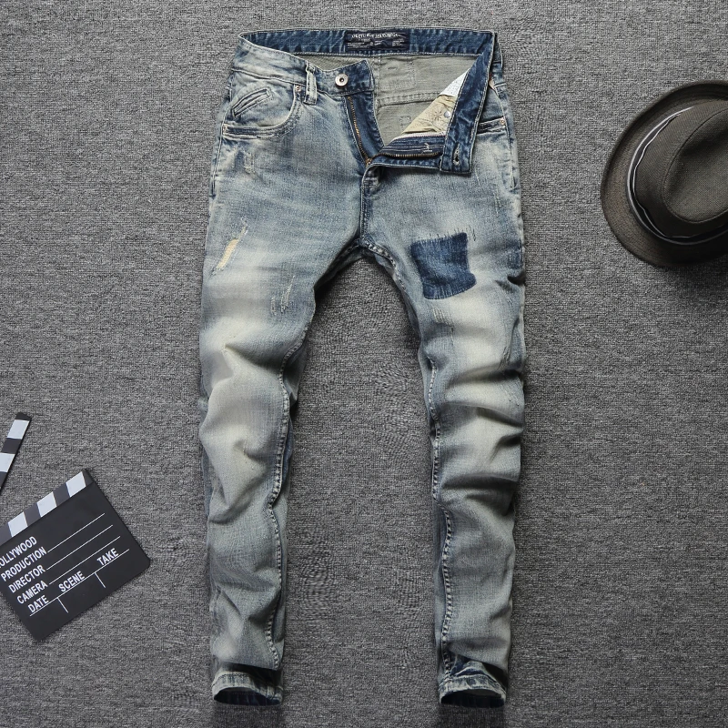 Fashion Streetwear Men Jeans Newly Designer Cotton Denim Long Pants Patchwork Ripped Jeans Men Slim Fit Italian Vintage Jeans
Fashion Streetwear Men Jeans Newly Designer Cotton Denim Long Pants Patchwork Ripped Jeans Men Slim Fit Italian Vintage Jeans