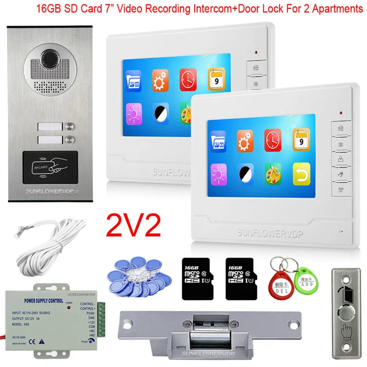 Rfid 2/3/4/6 Multi Call Buttons Intercom For Home 16GB Video Recording 7”Color Monitor Video Intercom With Electric Door Lock
Rfid 2/3/4/6 Multi Call Buttons Intercom For Home 16GB Video Recording 7”Color Monitor Video Intercom With Electric Door Lock
