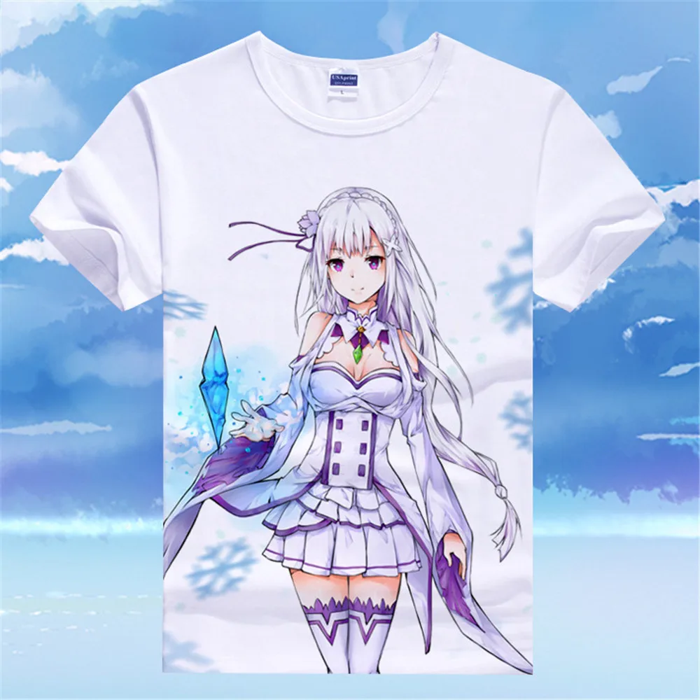 Футболка для косплея Re:Zero кара хаджимера Isekai Seikatsu аниме Эмилия Рем футболка