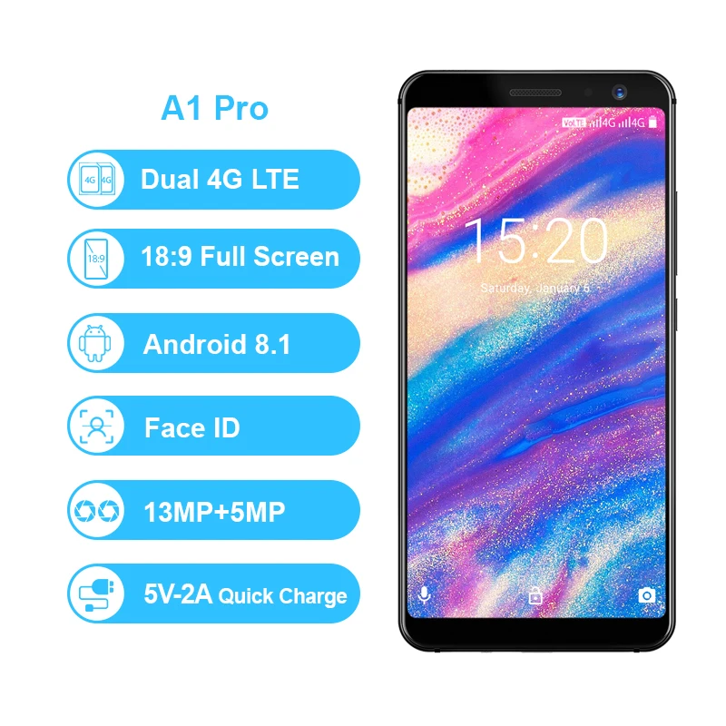 Umidigi A1 Pro смартфон Глобальный Версия 5 "Android 8 1 MTK6739 4 ядра 3 ГБ + 16 3150 мАч двойной